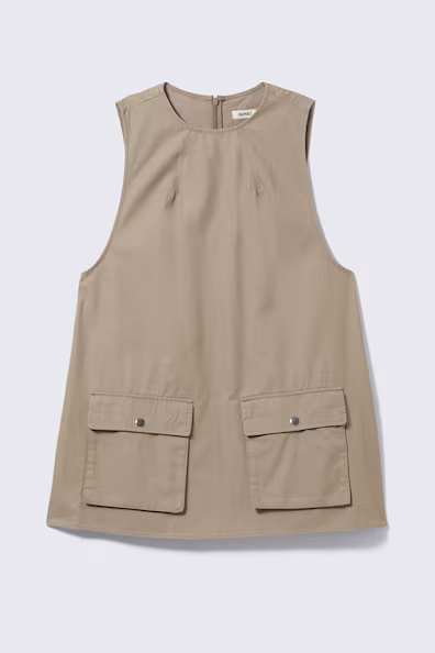 Мини-платье из хлопкового холста утилитарного стиля- Заказать в России
