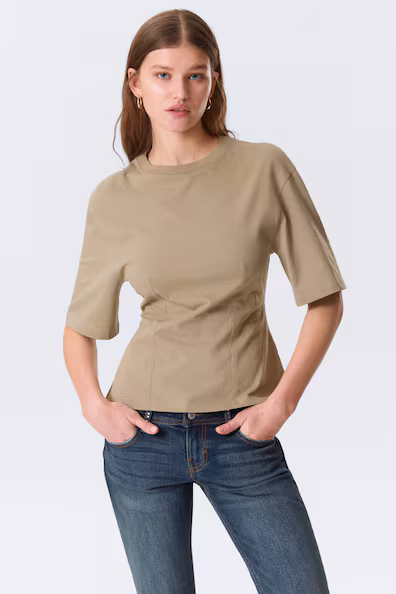 Футболка SLIM FIT с деталями складки- Заказать в России