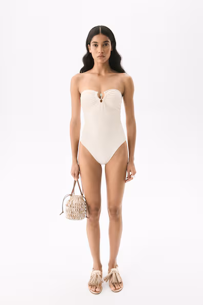 Купальник бандо с уплотненными чашками- Заказать в России