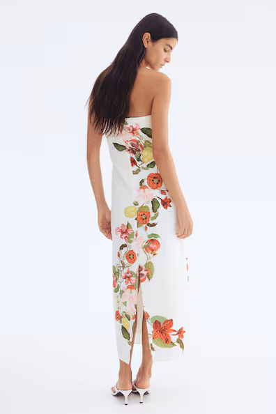 Платье в цветочный узор из смеси льна- Заказать в России