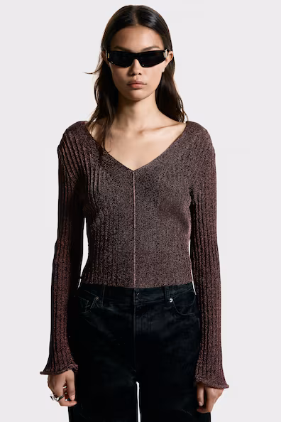 Блестящая свитер в рубчик H&M- Заказать в России