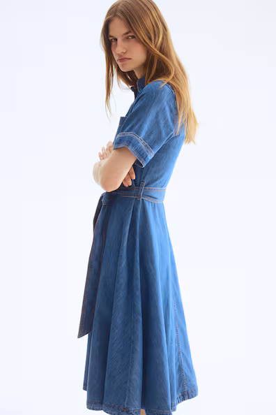 Джинсовое рубашечное платье- Заказать в России