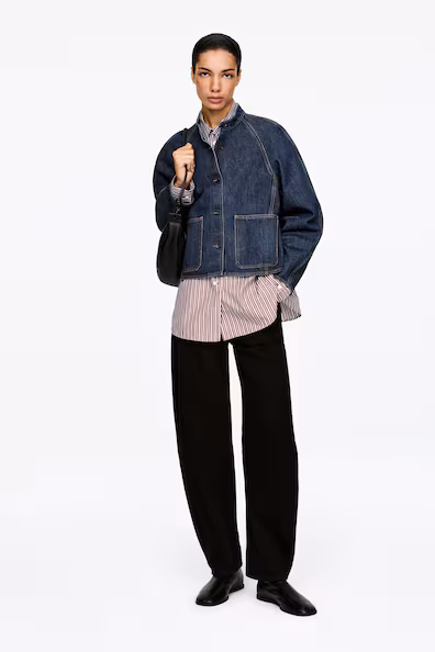 Джинсовая рубашка-жакет- Заказать в России