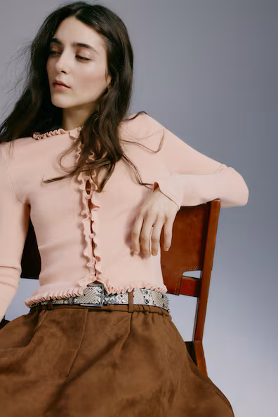 Кардиган с оборками- Заказать в России