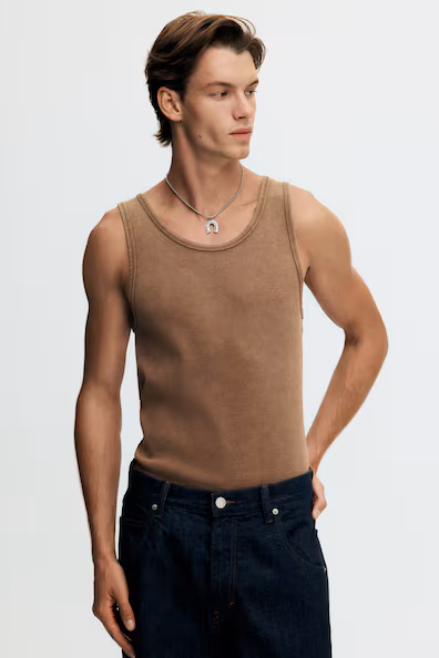 Топ без рукавов из рубчика SLIM FIT