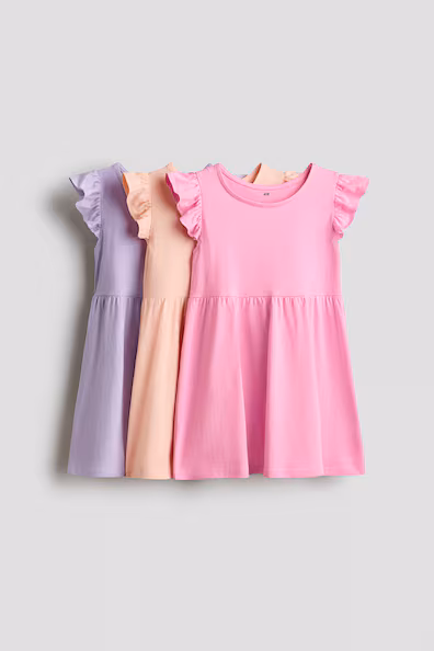 H&M Набор из 3 платьев с оборками на рукавах