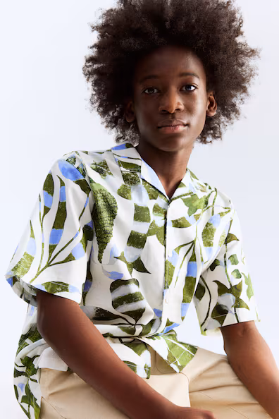 Рубашка в стиле курорт из хлопка с принтом