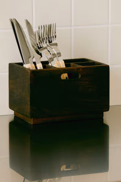 H&M Подставка для столовых приборов из дерева манго