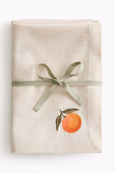 H&M Набор из 4 вышитых салфеток из смесового льна