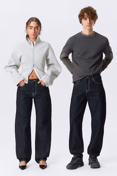 Унисекс джинсы NEBULA средней посадки и широкими штанинами- Заказать в России