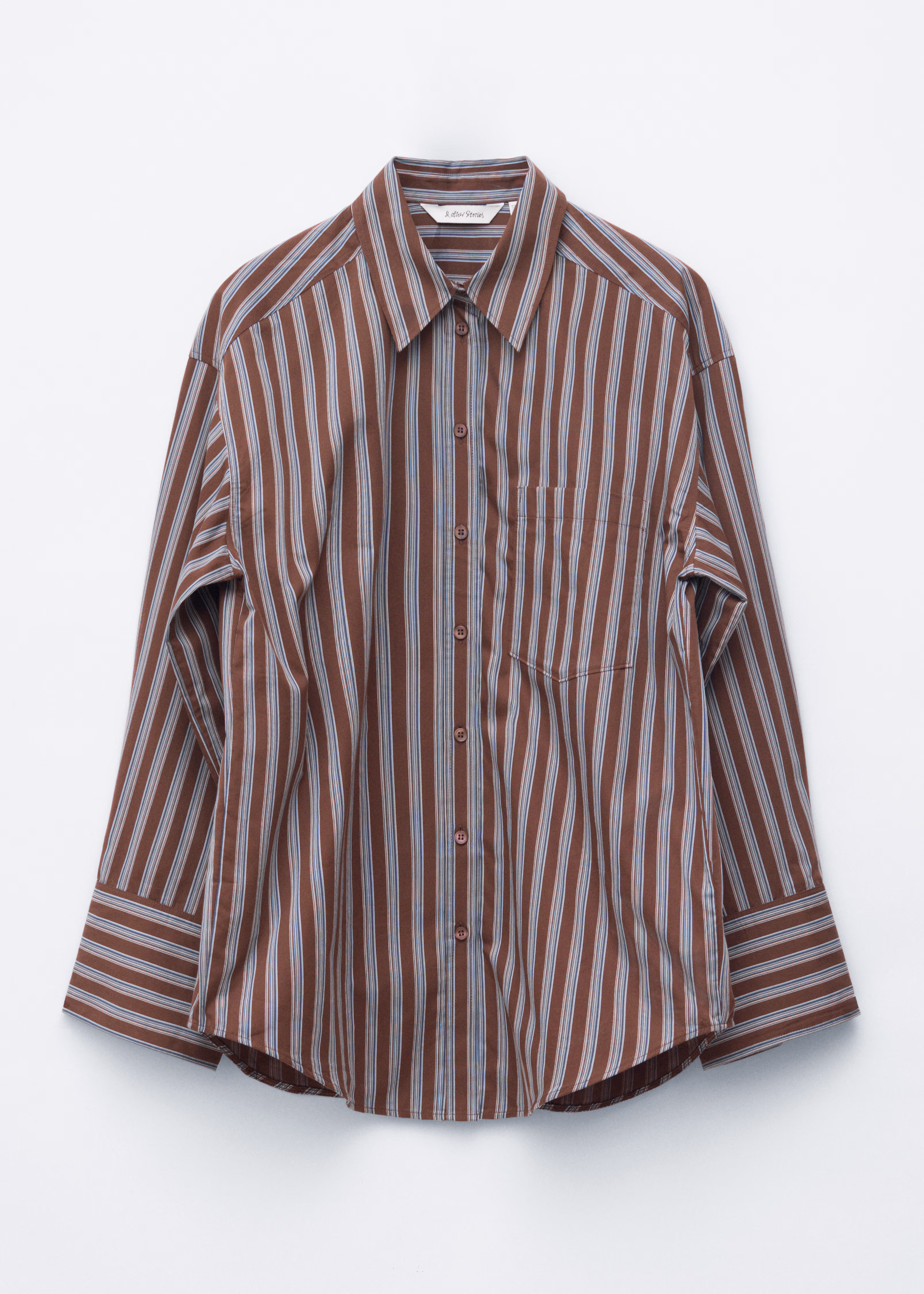 Хлопковый свитер с полосками коричневого и синего цветов- Заказать в России