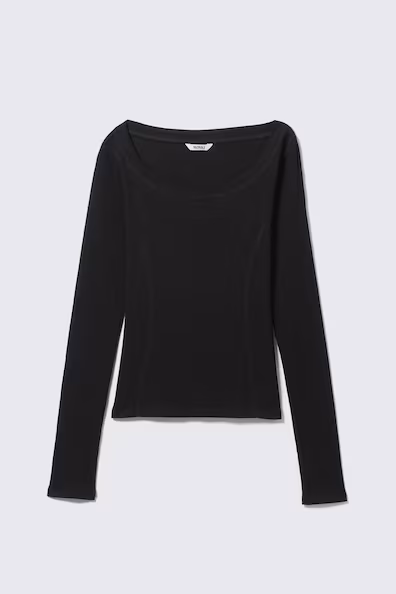 Топ с длинным рукавом и широким вырезом- Заказать в России