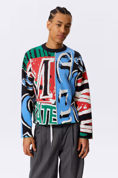 Свитер с крупной графической вышивкой из хлопка- Заказать в России