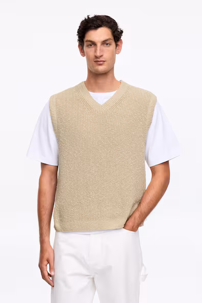 Жилет из хлопка и льна