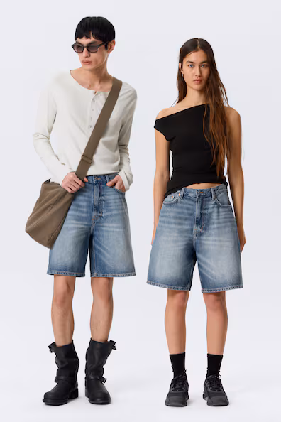 Джинсовые шорты GALAXY средней посадки свободного кроя- Заказать в России