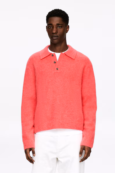 Свитер-поло из смеси шерсти и альпаки- Заказать в России