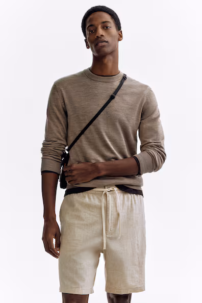 Шорты regular fit из смесового льна