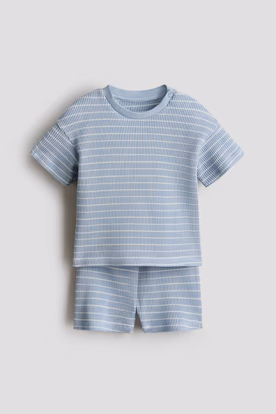 Двухштучный комплект из хлопковой ткани в рубчик- Заказать в России