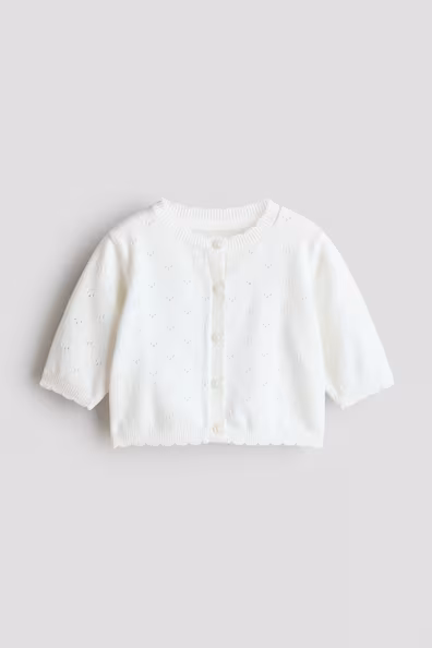 Кардиган из хлопкового прочного трикотажа с узором из отверстий- Заказать в России