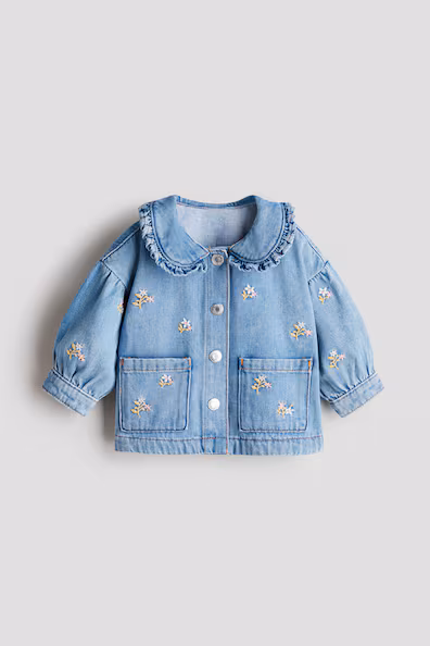 Джинсовый пиджак с вышивкой h&m