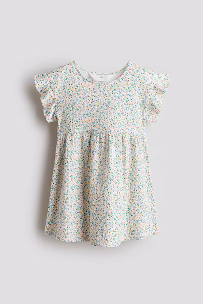 Платье из хлопка с рукавами и оборками- Заказать в России