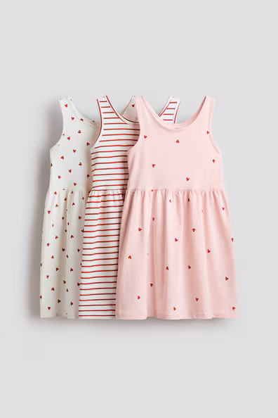 Набор из 3 платьев из хлопка с принтом