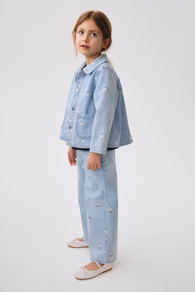 Джинсы wide leg с принтом- Заказать в России