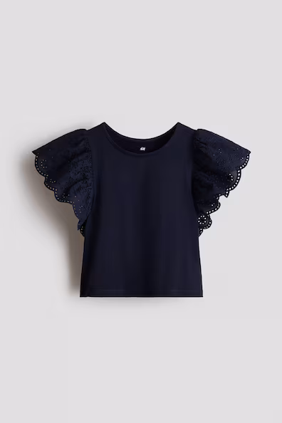 Свитер с рюшами из английского кружева на рукавах- Заказать в России