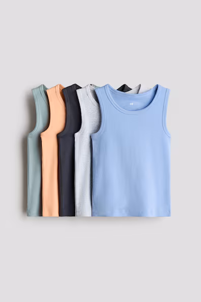 Набор из 5 топов без рукавов из хлопка