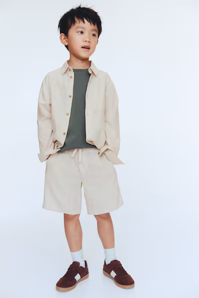 Шорты из льняной смеси с завязкой- Заказать в России