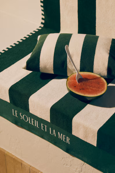 Пляжное полотенце из хлопка в полоску- Заказать в России