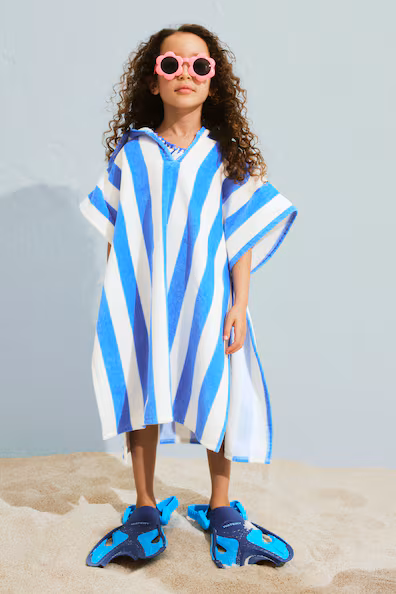 Полотенце-пончо в полоску из хлопка- Заказать в России