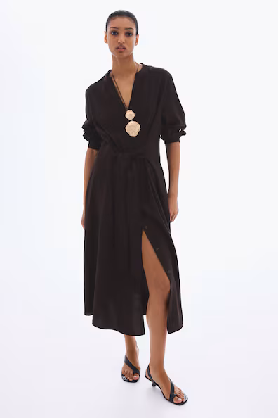 Платье с поясом-завязкой- Заказать в России