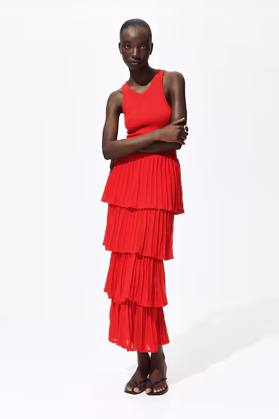 Платье из тонкого трикотажа с оборками- Заказать в России