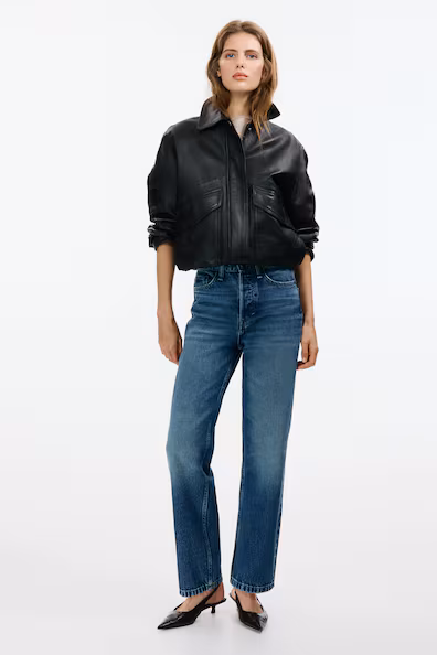 Прямые джинсы с высокой посадкой до щиколотки- Заказать в России