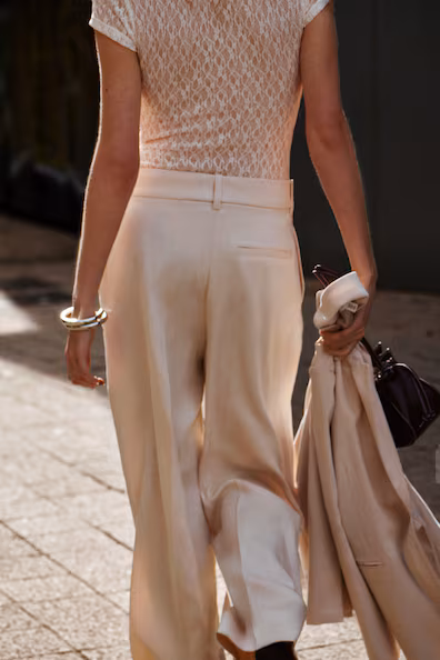 Широкие брюки из смесовой ткани с льном h&m- Заказать в России