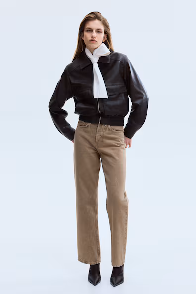 Джинсы прямого кроя с высокой посадкой до щиколоток