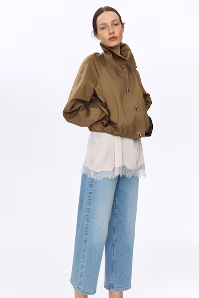 Джинсы широкие с высокой посадкой до щиколотки- Заказать в России