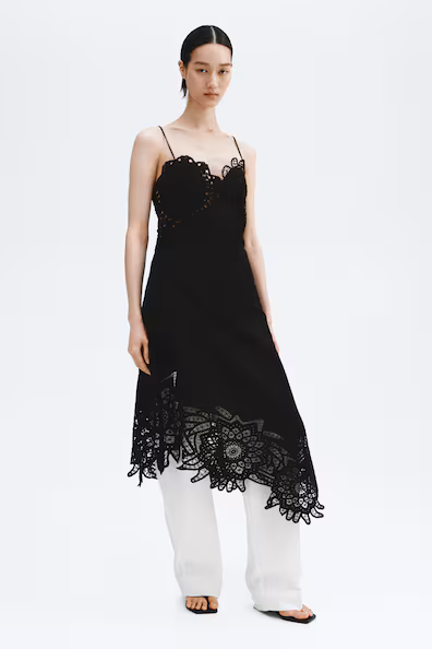 H&M Платье из смесового льна с кружевом