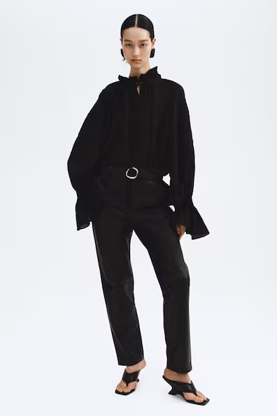 H&M Рубашка с вышивкой из смеси льна