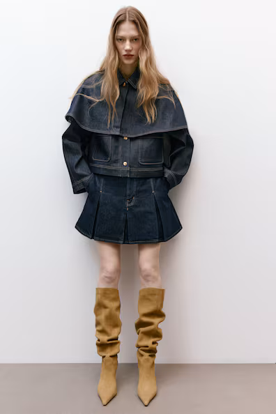 H&M Сапоги до колена из замши