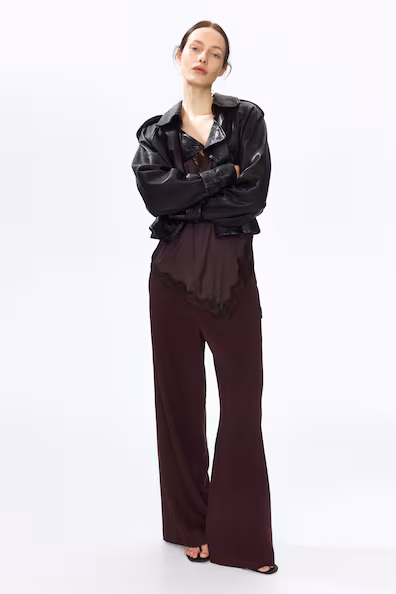 Широкие брюки из смеси льна