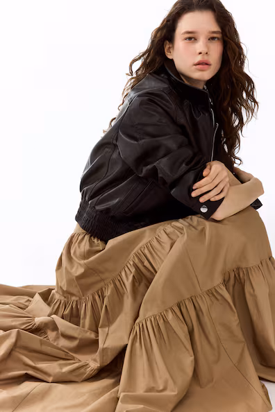 Длинная юбка с секциями в складку- Заказать в России