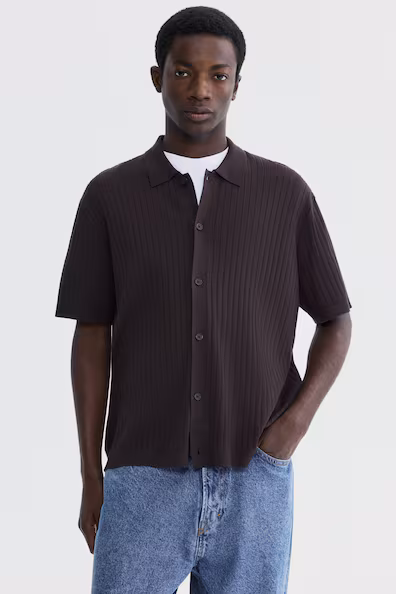 Рубашка из рубчатой ткани стандартного кроя- Заказать в России