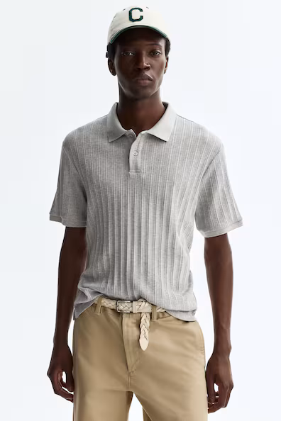 Поло из джерси с текстурой slim fit- Заказать в России