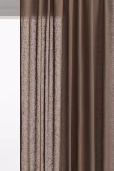 Набор из 2 длинных занавесок из смеси льна- Заказать в России