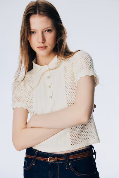 H&M Поло из вязаного полотна с ажурным узором