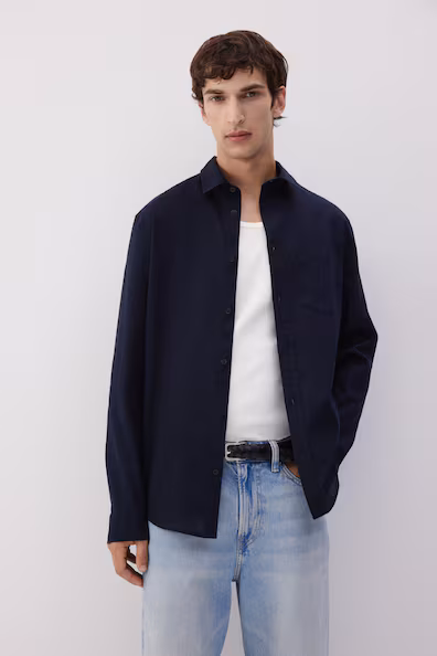 Рубашка из смеси льна regular fit- Заказать в России