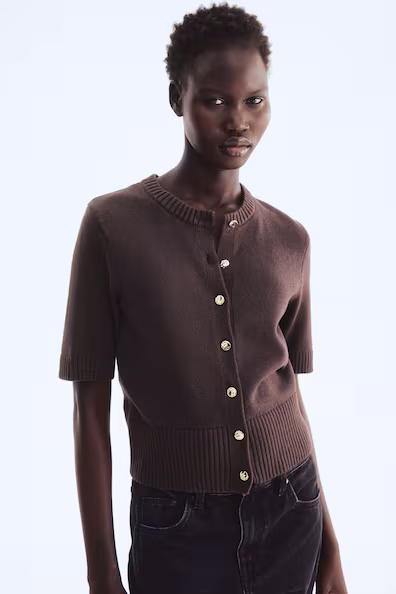 Кардиган с короткими рукавами из трикотажа