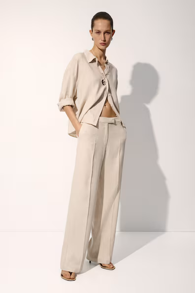 Брюки классические из смеси льна